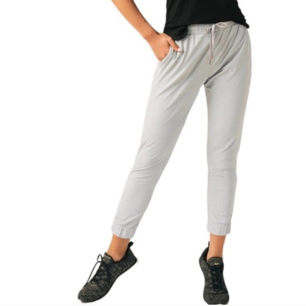 ZYIA Women's Size S Everything Active Elastic Joggers Ankle Zip Light Gray - Picture 10 of 10
